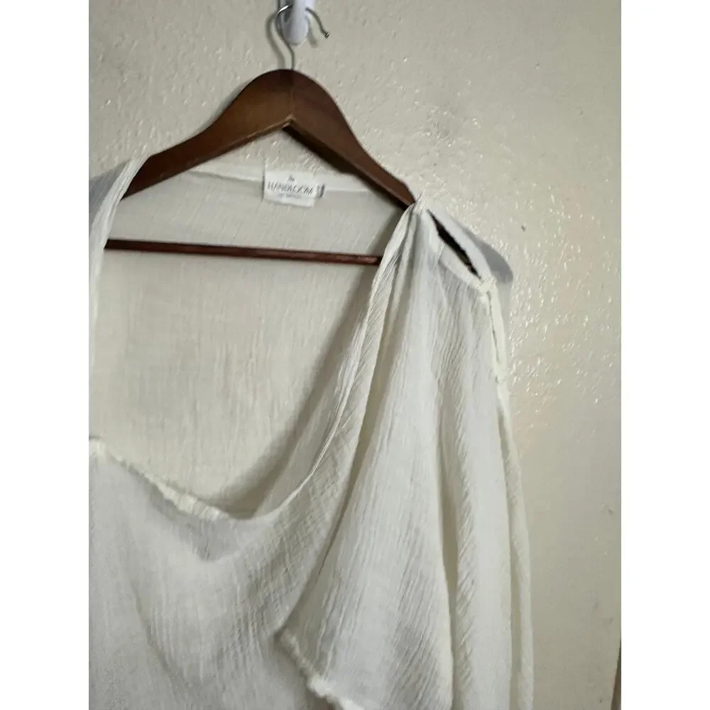 The Handloom Los Angeles Cotton Gauze Wrap Shawl Poncho Ivory One Size